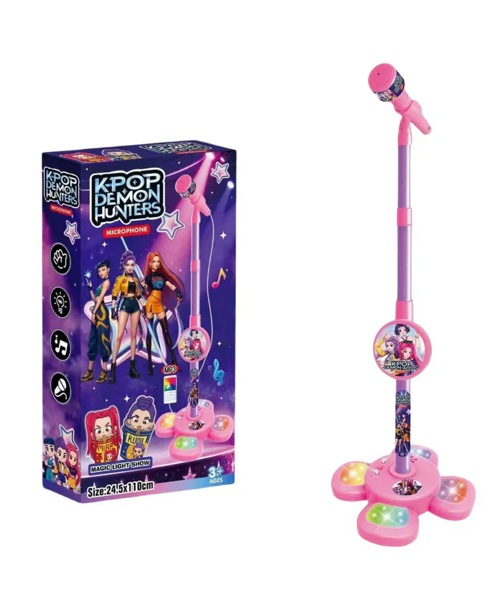 K-Pop Demon Hunters Karaoke Microphone – Plastic Singing Toy with Lights and Sounds
