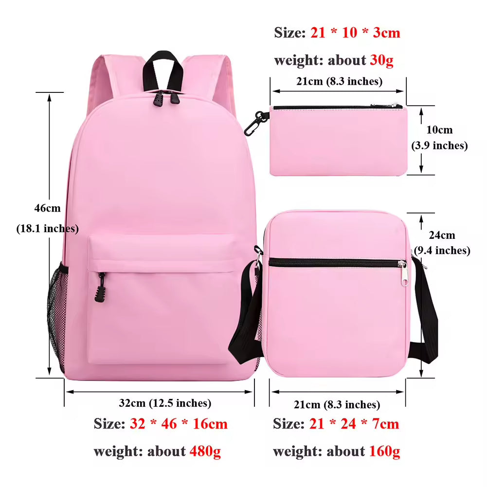 KPop Demon Hunters Anti-Theft Waterproof 14-Inch Student Backpack Modern Zipper Pencil Case Three-Piece Set