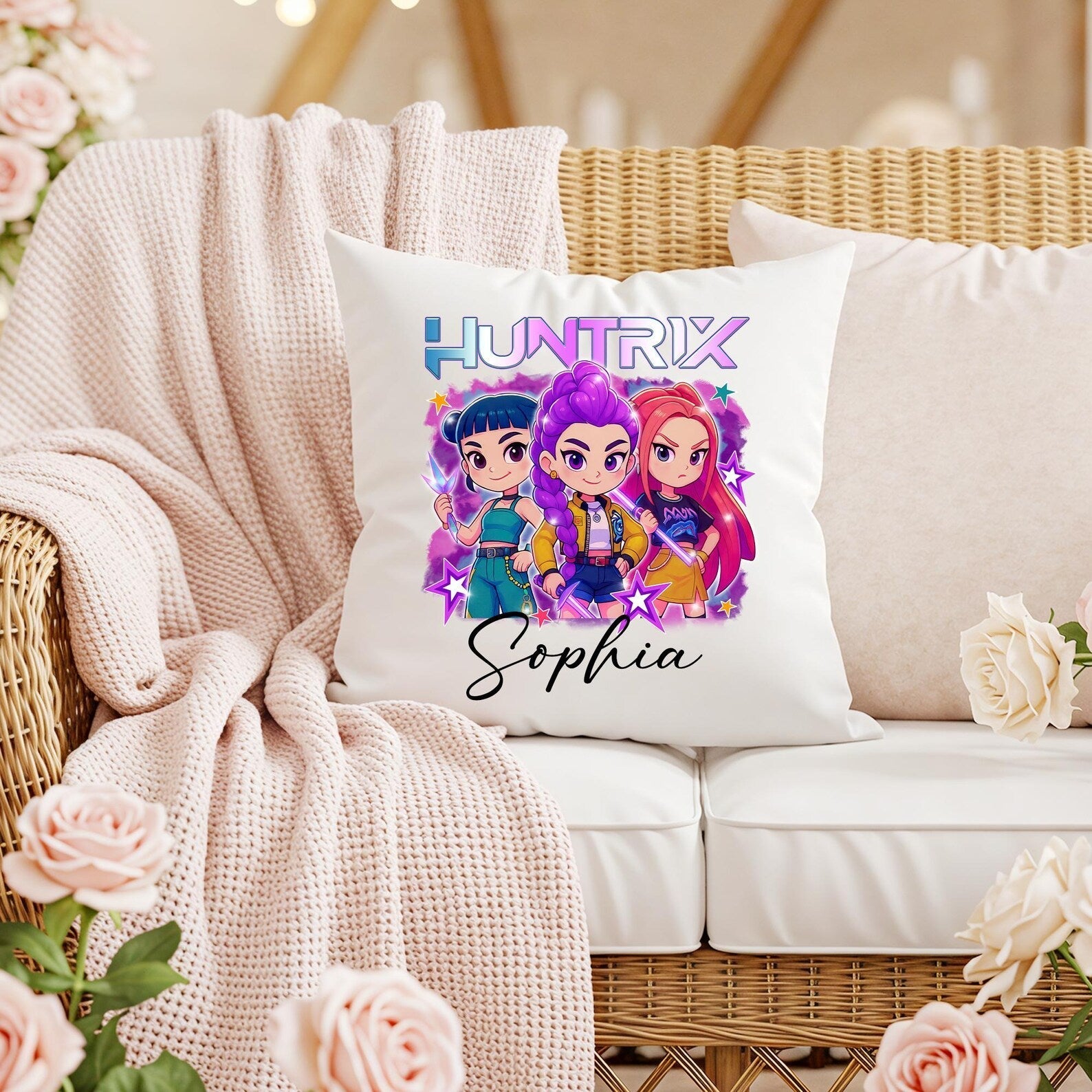 Kpop Demon Hunters Pillow, plush pillow Rumi Mira Zoey